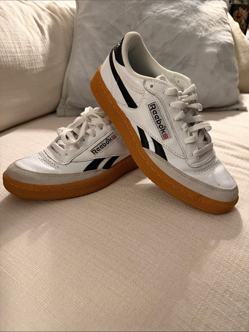 Reebok Women’s White, Black & Gum Low-Top Sneakers. Great condition!